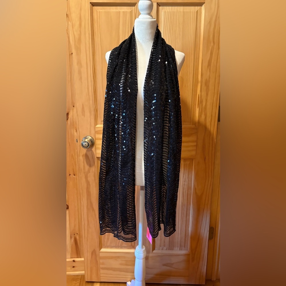 Betsey Johnson Cejon Sequin Tulle Evening Wrap Scarf NWT